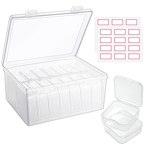 Yoosso 15 Stück Sortierbox mit Deckel, Kunststoff Aufbewahrungsbox Transparent Sortierbox mit 24 Aufkleber für Schmuck Schrauben Kleinteile Bastelzubehör von Yoosso