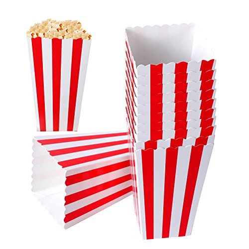 Yoosso 20 Stück Popcorn Boxen, Popcorn Tüten Rot & Weiß Gestreiften Popcorn Tüten Süßigkeiten Behälter Papier Kino Zubehör für Snacks Chips Popcorn Kekse Party Hochzeit von Yoosso