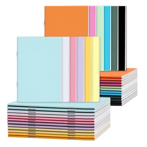 Yoosso 24 Stück Klein Notizblock Blanko, 9 x 14 cm Notizbuch Liniert Notizheft Pocket Notizbuch für Familie Schule Büro (16 Blatt/32 Seiten) von Yoosso