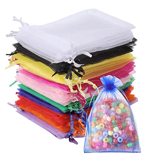 Yoosso 50 Stück Organzasäckchen 10x15 cm, Schmuckbeutel Organzabeutel mit Kordelzug Geschenkbeutel Organza Geschenktüten Geschenkverpackung für Hochzeit Geburtstag(10 Farben) von Yoosso