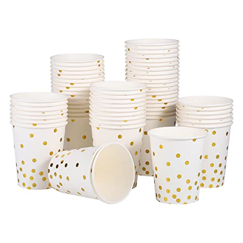 60 Stück Pappbecher Gold Dot, 250ml Punktebecher Mehrwegbecher Trinkbecher Kaffeebecher Papierbecher Bunt Partybecher Tischdeko Gold für Weihnachten Hochzeit Party Tee Heißen Kalten Getränken 60 Stück Pappbecher Gold Dot, 250ml Punktebecher Mehrwegbecher Trinkbecher Kaffeebecher Papierbecher Bunt Partybecher Tischdeko Gold für Weihnachten Hochzeit Party Tee Heißen Kalten Getränken von Yoosso
