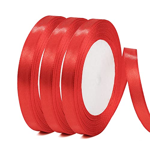 66m Geschenkband Rot, 10mm Schleifenband Rot Satinband Rotes Band Schleifenband Hochzeit für Geburtstag Valentinstag Party Geschenkverpackung (22m/Rolle) von Yoosso