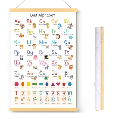 Yoosso ABC Poster Für Kinder, 40 X 60cm Alphabet Poster Lernposter Grundschrift Buchstaben Zahlen Lernen Für Kindergarten Grundschule Vorschule Einschulung Geschenke von Yoosso