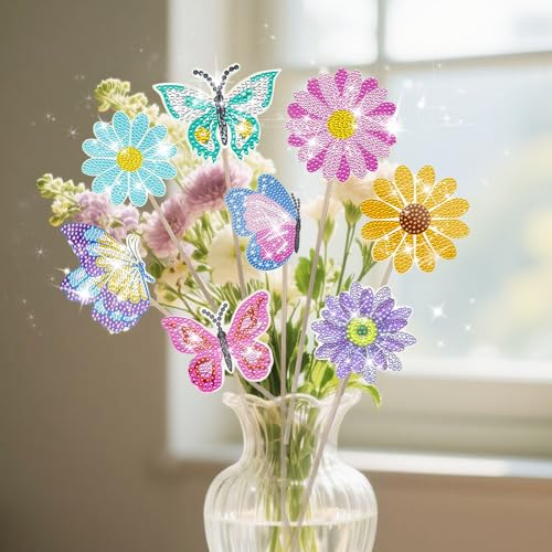 Yootiko 8 Stück Diamond Painting Set Schmetterling und Blumen, 5D DIY Bastelset für Kinder & Erwachsene, Diamantmalerei Mosaik Komplettset, Kreative Geschenkidee für Zuhause & Garten Deko Yootiko 8 Stück Diamond Painting Set Schmetterling und Blumen, 5D DIY Bastelset für Kinder & Erwachsene, Diamantmalerei Mosaik Komplettset, Kreative Geschenkidee für Zuhause & Garten Deko von Yootiko