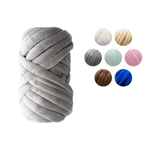 Yootiko Chunky Garn, Dickes Häkelgarn, 500g, 16,5m, 3cm, Baumwolle-Polyester-Mischung, Dark Grey, für Anfänger und Fortgeschrittene, zum Häkeln und Stricken, Heimdekoration, Geschenkidee von Yootiko
