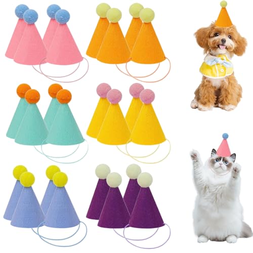 Yootiko Mini Partyhüte in sanften Farben, Geburtstagsmützen für Hunde, Katzen, Kaninchen und Stofftiere, Niedliche Tierparty Dekoration, Pastellfarbense (Mehrfarbig-24) von Yootiko