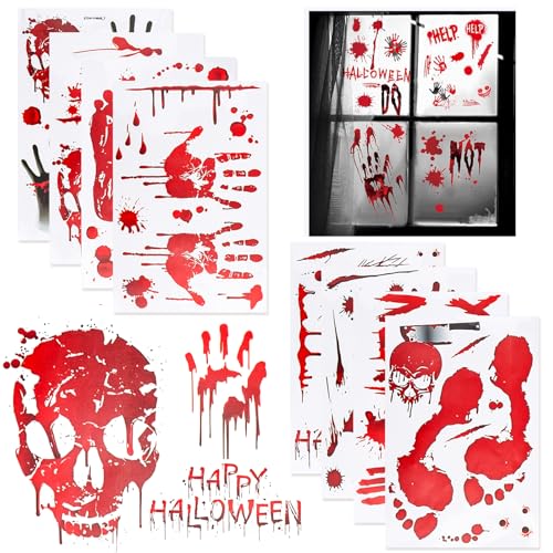 Yooyan 8 Sets Halloween Deko Horror, Blutige Halloween Sticker, Blutige Handabdrücke Zombie Silhouetten Aufkleber, Wiederverwendbar für Fenster, Wand, Spukhaus, Party, Outdoor, Gartendekoration Yooyan 8 Sets Halloween Deko Horror, Blutige Halloween Sticker, Blutige Handabdrücke Zombie Silhouetten Aufkleber, Wiederverwendbar für Fenster, Wand, Spukhaus, Party, Outdoor, Gartendekoration von Yooyan