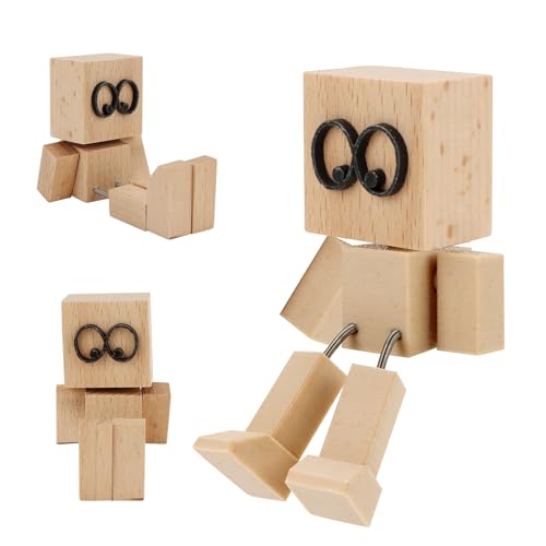 Yooyan Charmante Holzfigur, Wackelnde Holzfiguren, lustige Wackelkopf-Autodekoration, Handgefertigte Auto Dekoration, Desktop Dekoration, Geschenke für Männer (C) von Yooyan