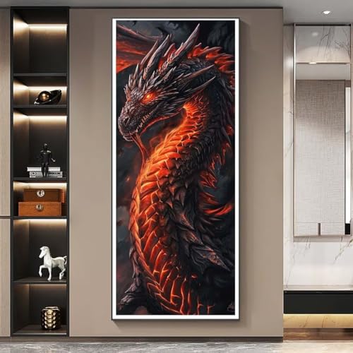 Diamond Painting Drache Tier Diamond Painting Erwachsene Groß xxl 60 X 20 cm, DIY Malen Nach Zahlen Erwachsene 5D Diamant Painting Bilder Kinder Crystal Arts für Wand Deko Aesthetic Geschenke-f394 von Yooyixi