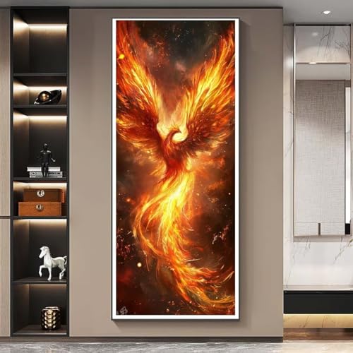 Diamond Painting Feuer Phönix Diamond Painting Erwachsene Groß xxl 120 X 40 cm, DIY Malen Nach Zahlen Erwachsene 5D Diamant Painting Bilder Kinder Crystal Arts für Wand Deko Aesthetic Geschenke-f403 von Yooyixi