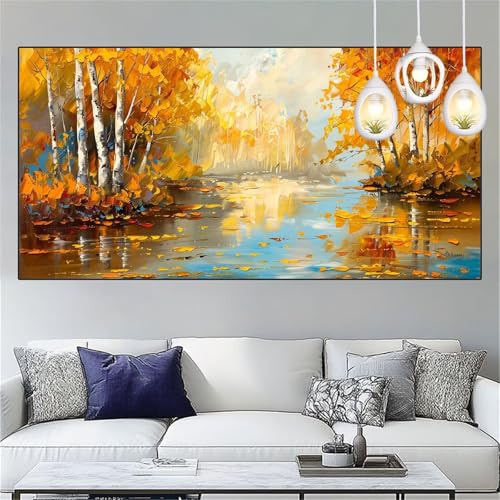 Diamond Painting Herbst Diamond Painting Kinder Fluss Basteln Mädchen 8 Jahre Diamant Malerei 40x80cm DIY Full Diamant Crystal Art Mosaikherstellung Stickerei Kreuzstich,Home Decor Geschenke YC-198 von Yooyixi