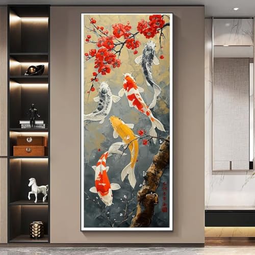 Diamond Painting Koi Blume Diamond Painting Erwachsene Groß xxl 60 X 30cm, DIY Malen Nach Zahlen Erwachsene 5D Diamant Painting Bilder Kinder Cross Stickerei Arts für Wand Deko Aesthetic Gifts-f464 von Yooyixi