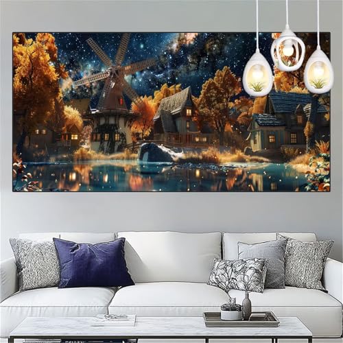 Diamond Painting Ländlich Diamond Painting Kinder Windmühle Basteln Mädchen 8 Jahre Diamant Malerei 40x80cm DIY Full Diamant Crystal Art Mosaikherstellung Stickerei Kreuzstich,Decor Geschenke YC-278 von Yooyixi