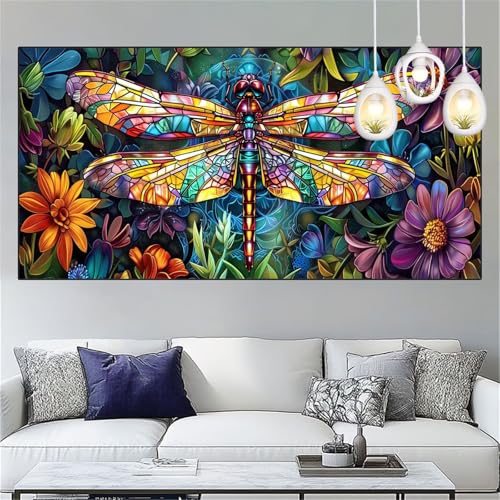 Diamond Painting Libelle Diamond Painting Kinder Blume Basteln Mädchen 9 Jahre Diamant Malerei 40x120cm DIY Full Diamant Crystal Art Mosaikherstellung Stickerei Kreuzstich,Home Decor Geschenke YC-268 von Yooyixi