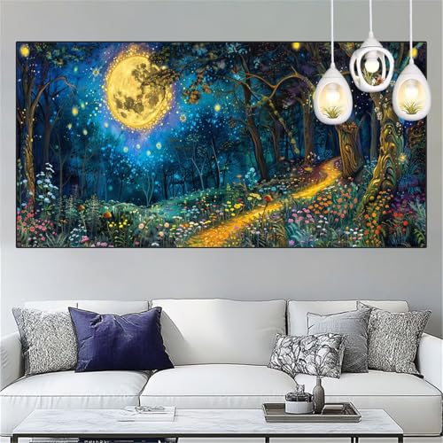 Diamond Painting Mond Diamond Painting Kinder Wald Basteln Mädchen 9 Jahre Diamant Malerei 40x120cm DIY Full Diamant Crystal Art Mosaikherstellung Stickerei Kreuzstich für Home Decor Geschenke YC-284 von Yooyixi