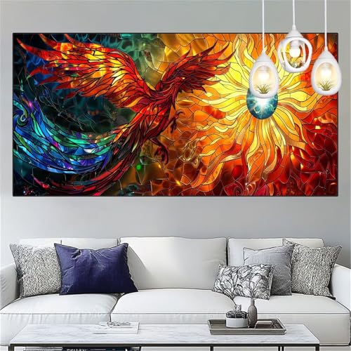 Diamond Painting Phönix Diamond Painting Kinder Abstrakt Basteln Mädchen 11 Jahre Diamant Malerei 70x140cm DIY Full Diamant Crystal Art Mosaikherstellung Stickerei Kreuzstich,Decor Geschenke YC-300 von Yooyixi