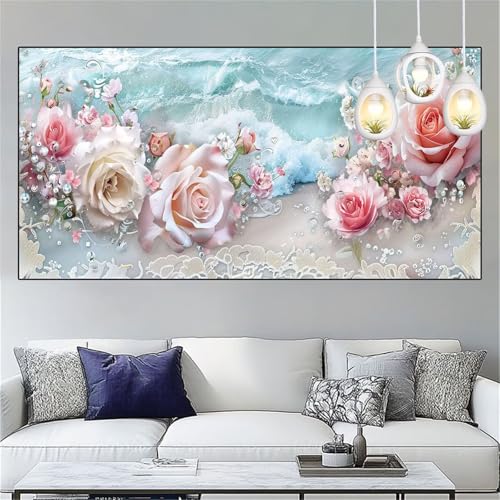 Diamond Painting Rose Diamond Painting Kinder Ozean Basteln Mädchen 11 Jahre Diamant Malerei 70x140cm DIY Full Diamant Crystal Art Mosaikherstellung Stickerei Kreuzstich,Home Decor Geschenke YC-262 von Yooyixi