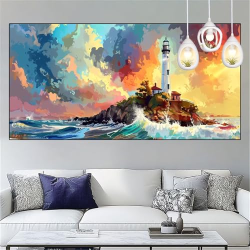 Diamond Painting Sonnenuntergang Diamond Painting Kinder Leuchtturm Basteln Mädchen 8 Jahre Diamant Malerei 90x250cm DIY Full Diamant Crystal Art Mosaikherstellung Stickerei Kreuzstich,Gifts YC-252 von Yooyixi
