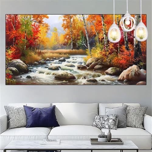 Diamond Painting Wald Diamond Painting Kinder Fluss Basteln Mädchen 7 Jahre Diamant Malerei 30x90cm DIY Full Diamant Crystal Art Mosaikherstellung Stickerei Kreuzstich für Home Decor Geschenke YC-272 von Yooyixi
