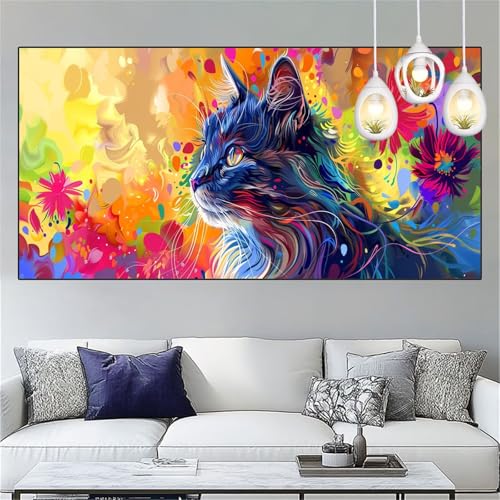 Farbe Diamond Painting Erwachsene 20x60cm Diamant Painting Bilder Katze Diamant Malerei Set,Vollbohrer Crystal Art Stickerei Kreuzstich Mosaik Bastelset Erwachsene für Home Dekor Geschenke YC-291 von Yooyixi