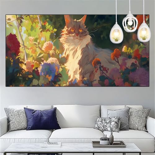 Katze Diamond Painting Erwachsene Groß xxl 70x200cm Diamant Painting Bilder Karikatur Diamant Malerei Set,Vollbohrer Crystal Art Stickerei Kreuzstich Bastelset Erwachsene für Dekor Geschenke YC-261 von Yooyixi