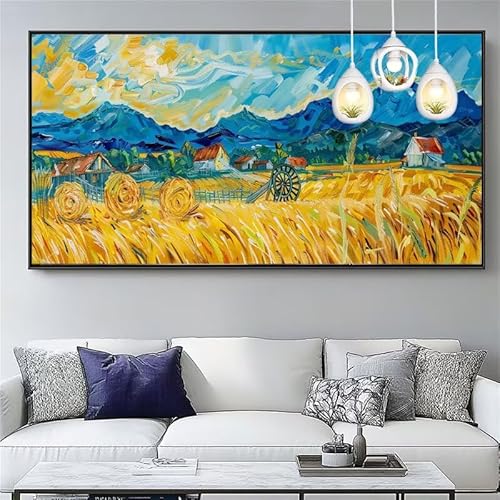 Malen Nach Zahlen Bauernhof Malen Nach Zahlen Erwachsene Groß 20x60cm Paint by Numbers Landschaft,DIY Handgemalt Farbe Leinwand Ölgemälde Kit für Anfänger Mit Pinseln/Acrylfarbe,Dekor Geschenk,XYY-892 von Yooyixi