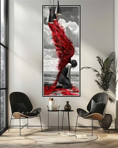 Malen Nach Zahlen Engel Flügel Malen Nach Zahlen Erwachsene, DIY Set Ölgemälde Malen Nach Zahlen XXL, Acrylfarben Painting by Numbers Bastelset, Geschenk Wanddekoration, 50x120cm (Ohne Rahmen)-YH319 von Yooyixi