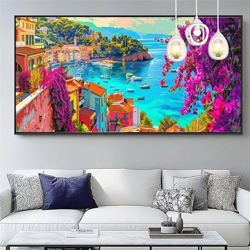 Malen Nach Zahlen Erwachsene Am Meer Malen Nach Zahlen Kinder Landschaft Paint by Numbers for Anfänger Mit Pinseln/Acrylfarbe,DIY Farbe Leinwand Ölgemälde Kits Basteln set,Gifts [Ohne Rahmen] XYY-356 von Yooyixi