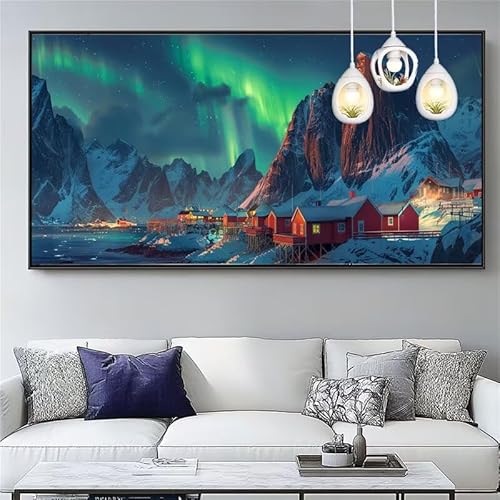 Malen Nach Zahlen Erwachsene Aurora Malen Nach Zahlen Kinder Landschaft Paint by Numbers for Anfänger Mit Pinseln/Acrylfarbe,DIY Farbe Leinwand Ölgemälde Kits Basteln set,Gifts [Ohne Rahmen] XYY-525 von Yooyixi