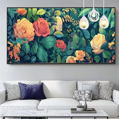 Malen Nach Zahlen Erwachsene Blume Malen Nach Zahlen Kinder Rose Paint by Numbers for Anfänger Mit Pinseln/Acrylfarbe,DIY Farbe Leinwand Ölgemälde Kits Basteln set,Dekor Geschenk [Ohne Rahmen] XYY-476 von Yooyixi