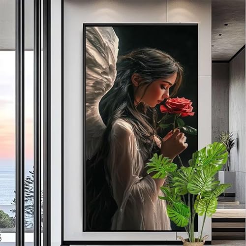 Malen Nach Zahlen Erwachsene Engel Malen Nach Zahlen Kinder Rose Paint by Numbers for Anfänger Mit Pinseln/Acrylfarbe,DIY Farbe Leinwand Ölgemälde Kits Basteln set,Geschenk [Ohne Rahmen] XYY-1885 von Yooyixi