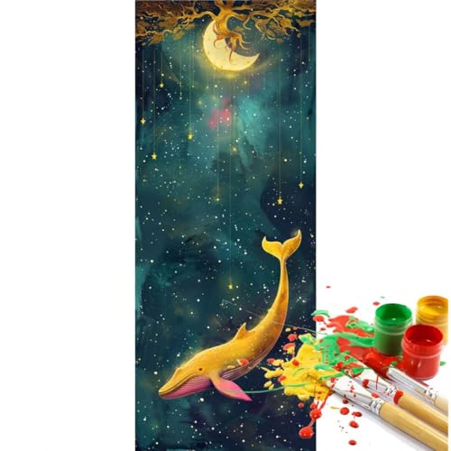 Malen Nach Zahlen Erwachsene Groß 120 X 40cm, Malen Nach Zahlen Walfisch Mond Paint by Numbers Adult, Acrylfarben Leinwand Malen-Nach-Zahlen Anfänger, für Kreatives Home Wand Dekor [Ohne Rahmen]-YH346 von Yooyixi