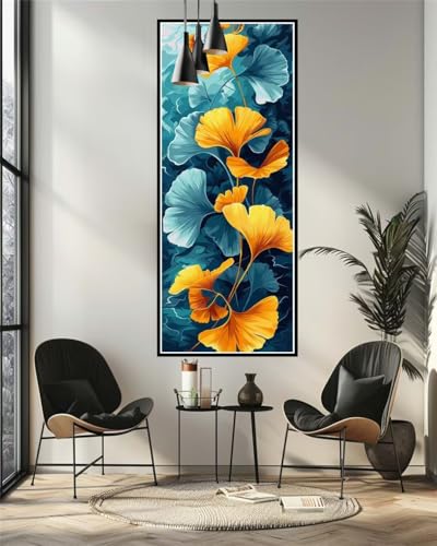 Yooyixi Malen Nach Zahlen Erwachsene Groß 70 X 30cm, Ginkgo Pflanze Paint by Numbers Adult, Acrylfarben Leinwand Malen-Nach-Zahlen Anfänger, für Kreatives Home Wand Dekor [Ohne Rahmen] von Yooyixi
