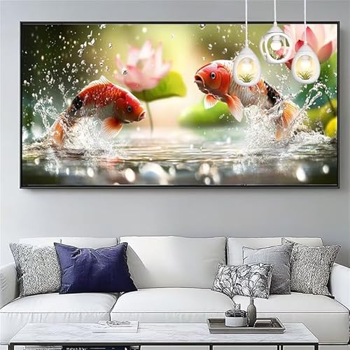 Malen Nach Zahlen Erwachsene Koi-Fisch Malen Nach Zahlen Kinder Lotus Paint by Numbers for Anfänger Mit Pinseln/Acrylfarbe,DIY Farbe Leinwand Ölgemälde Kits Basteln set,Geschenk [Ohne Rahmen] XYY-545 von Yooyixi