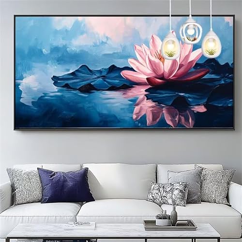 Malen Nach Zahlen Erwachsene Lotus Malen Nach Zahlen Kinder Teich Paint by Numbers for Anfänger Mit Pinseln/Acrylfarbe,DIY Farbe Leinwand Ölgemälde Kits Basteln set,Geschenk [Ohne Rahmen] XYY-606 von Yooyixi