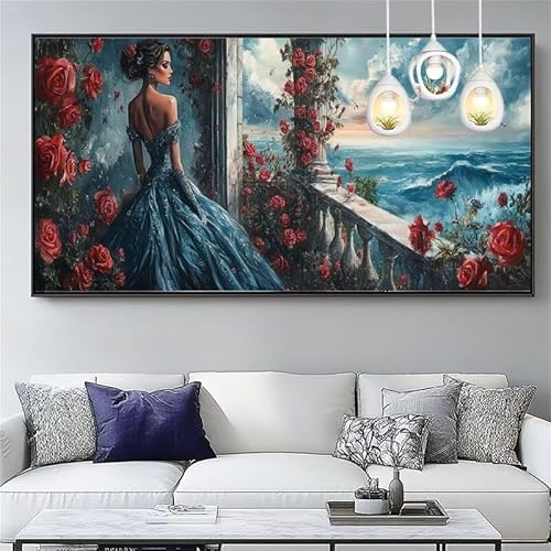 Malen Nach Zahlen Erwachsene Meerblick Malen Nach Zahlen Kinder Prinzessin Paint by Numbers for Anfänger Mit Pinseln/Acrylfarbe,DIY Farbe Leinwand Ölgemälde Kits Basteln set,[Ohne Rahmen] XYY-364 von Yooyixi