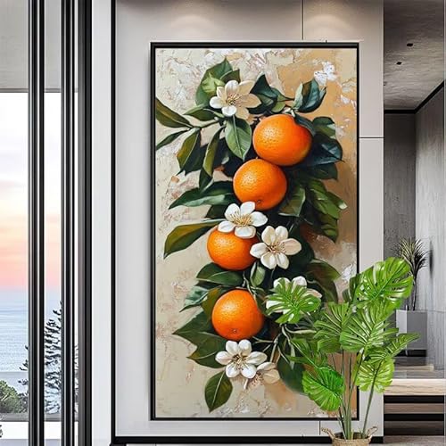 Malen Nach Zahlen Erwachsene Obst Malen Nach Zahlen Kinder Orange Paint by Numbers for Anfänger Mit Pinseln/Acrylfarbe,DIY Farbe Leinwand Ölgemälde Kits Basteln set,Geschenk [Ohne Rahmen] XYY-1873 von Yooyixi