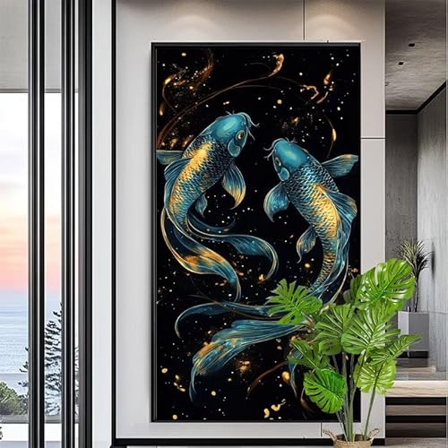 Malen Nach Zahlen Erwachsene Paar Malen Nach Zahlen Kinder Koi-Fisch Paint by Numbers for Anfänger Mit Pinseln/Acrylfarbe,DIY Farbe Leinwand Ölgemälde Kits Basteln set,Geschenk [Ohne Rahmen] XYY-1782 von Yooyixi