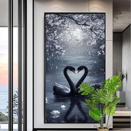 Malen Nach Zahlen Erwachsene Schwan Malen Nach Zahlen Kinder Landschaft Paint by Numbers for Anfänger Mit Pinseln/Acrylfarbe,DIY Farbe Leinwand Ölgemälde Kits Basteln set,Gifts [Ohne Rahmen] XYY-1876 von Yooyixi