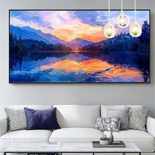 Malen Nach Zahlen Erwachsene Sonnenuntergang Malen Nach Zahlen Kinder See Paint by Numbers for Anfänger Mit Pinseln/Acrylfarbe,DIY Farbe Leinwand Ölgemälde Kits Basteln set,Gifts [Ohne Rahmen] XYY-709 von Yooyixi