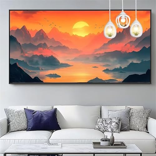 Malen Nach Zahlen Erwachsene Sonnenuntergang Malen Nach Zahlen Kinder See Paint by Numbers for Anfänger Mit Pinseln/Acrylfarbe,DIY Farbe Leinwand Ölgemälde Kits Basteln set,Gifts [Ohne Rahmen] XYY-715 von Yooyixi