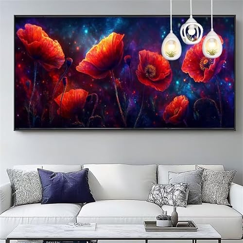 Malen Nach Zahlen Erwachsene Sternenhimmel Malen Nach Zahlen Kinder Mohn Paint by Numbers for Anfänger Mit Pinseln/Acrylfarbe,DIY Farbe Leinwand Ölgemälde Kits Basteln set,Gifts [Ohne Rahmen] XYY-1324 von Yooyixi
