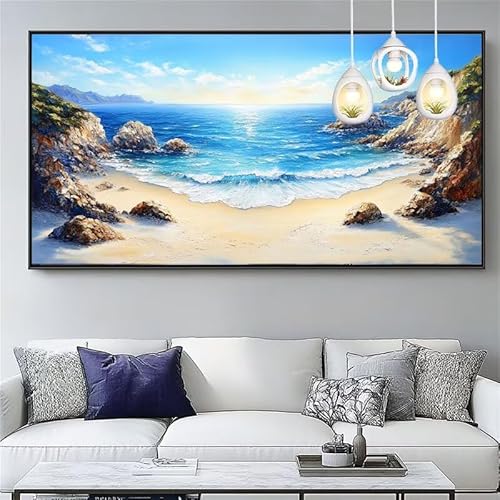 Malen Nach Zahlen Erwachsene Strand Malen Nach Zahlen Kinder Landschaft Paint by Numbers for Anfänger Mit Pinseln/Acrylfarbe,DIY Farbe Leinwand Ölgemälde Kits Basteln set,Gifts [Ohne Rahmen] XYY-380 von Yooyixi