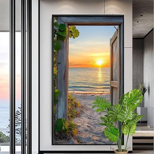 Malen Nach Zahlen Erwachsene Türansicht Malen Nach Zahlen Kinder Sonnenuntergang Paint by Numbers for Anfänger Mit Pinseln/Acrylfarbe,DIY Farbe Leinwand Ölgemälde Basteln set,[Ohne Rahmen] XYY-1750 von Yooyixi