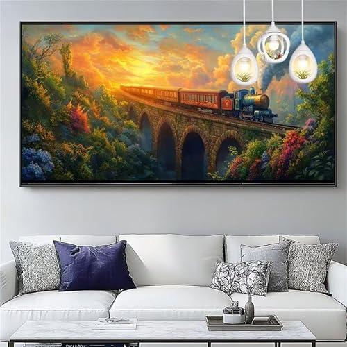 Malen Nach Zahlen Erwachsene Zug Malen Nach Zahlen Kinder Sonnenuntergang Paint by Numbers for Anfänger Mit Pinseln/Acrylfarbe,DIY Farbe Leinwand Ölgemälde Kits Basteln set,Gifts [Ohne Rahmen] XYY-517 von Yooyixi