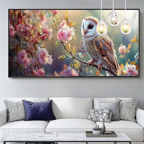Malen Nach Zahlen Eule Malen Nach Zahlen Erwachsene Groß 90x240cm Paint by Numbers Blume,DIY Handgemalt Farbe Leinwand Ölgemälde Kit für Anfänger Mit Pinseln/Acrylfarbe,Home Dekor Geschenk,XYY-803 von Yooyixi