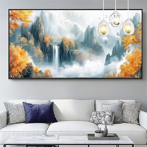 Malen Nach Zahlen Fallen Malen Nach Zahlen Erwachsene Groß 20x60cm Paint by Numbers Landschaft,DIY Handgemalt Farbe Leinwand Ölgemälde Kit für Anfänger Mit Pinseln/Acrylfarbe,Dekor Geschenk,XYY-952 von Yooyixi