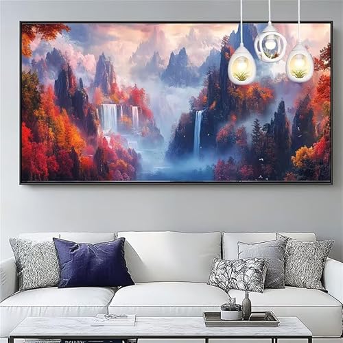 Malen Nach Zahlen Fallen Malen Nach Zahlen Erwachsene Groß 20x60cm Paint by Numbers Landschaft,DIY Handgemalt Farbe Leinwand Ölgemälde Kit für Anfänger Mit Pinseln/Acrylfarbe,Dekor Geschenk,XYY-951 von Yooyixi