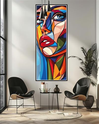 Malen Nach Zahlen Gesicht Abstrakt Malen Nach Zahlen Erwachsene Anfänger, DIY Set Ölgemälde Malen Nach Zahlen XXL, Acrylfarben Painting by Numbers Geschenk Wanddekoration 60x150cm (Ohne Rahmen)-YH317 von Yooyixi