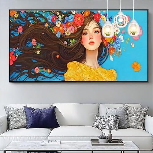 Malen Nach Zahlen Göttin Malen Nach Zahlen Erwachsene Groß 60x150cm Paint by Numbers Blume,DIY Handgemalt Farbe Leinwand Ölgemälde Kit für Anfänger Mit Pinseln/Acrylfarbe,Home Dekor Geschenk,XYY-909 von Yooyixi